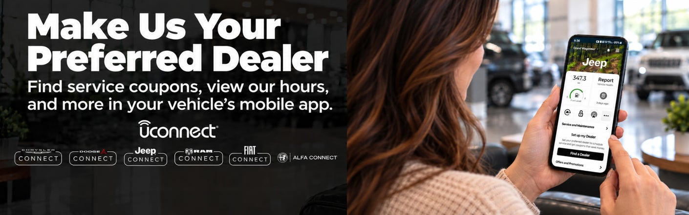 uconnect® make us your preferred dealer | Kramer Chrysler Dodge Jeep Ram of Madisonville in Madisonville TX