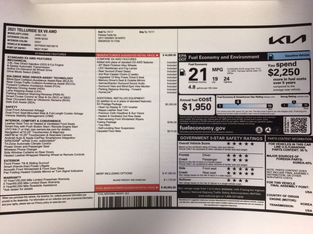 2021 Kia Telluride SX