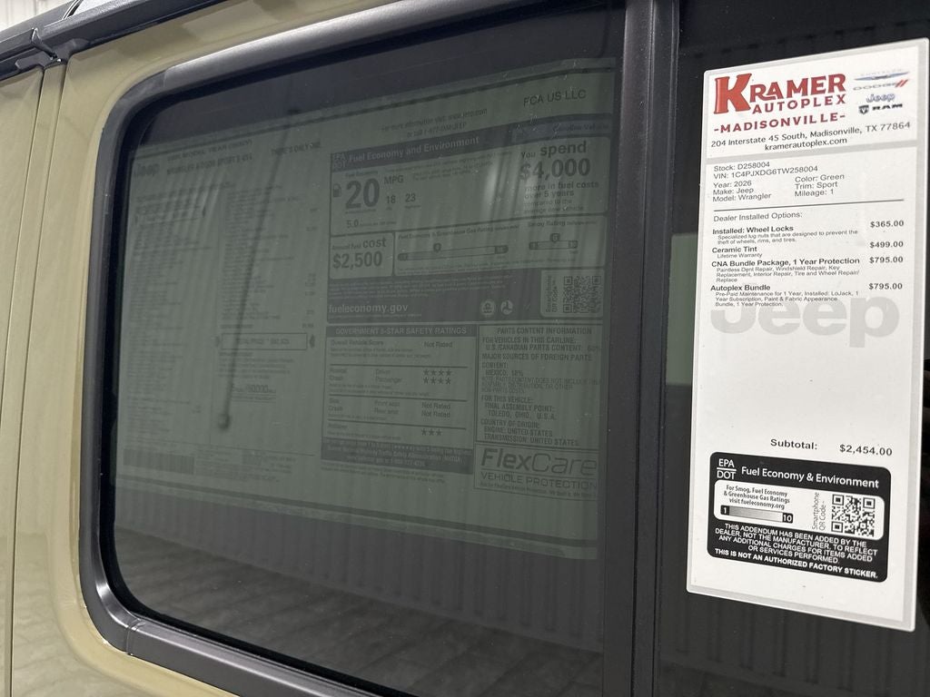 2026 Jeep Wrangler WRANGLER 4-DOOR SPORT S