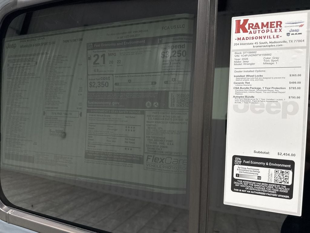 2026 Jeep Wrangler WRANGLER 4-DOOR SPORT S