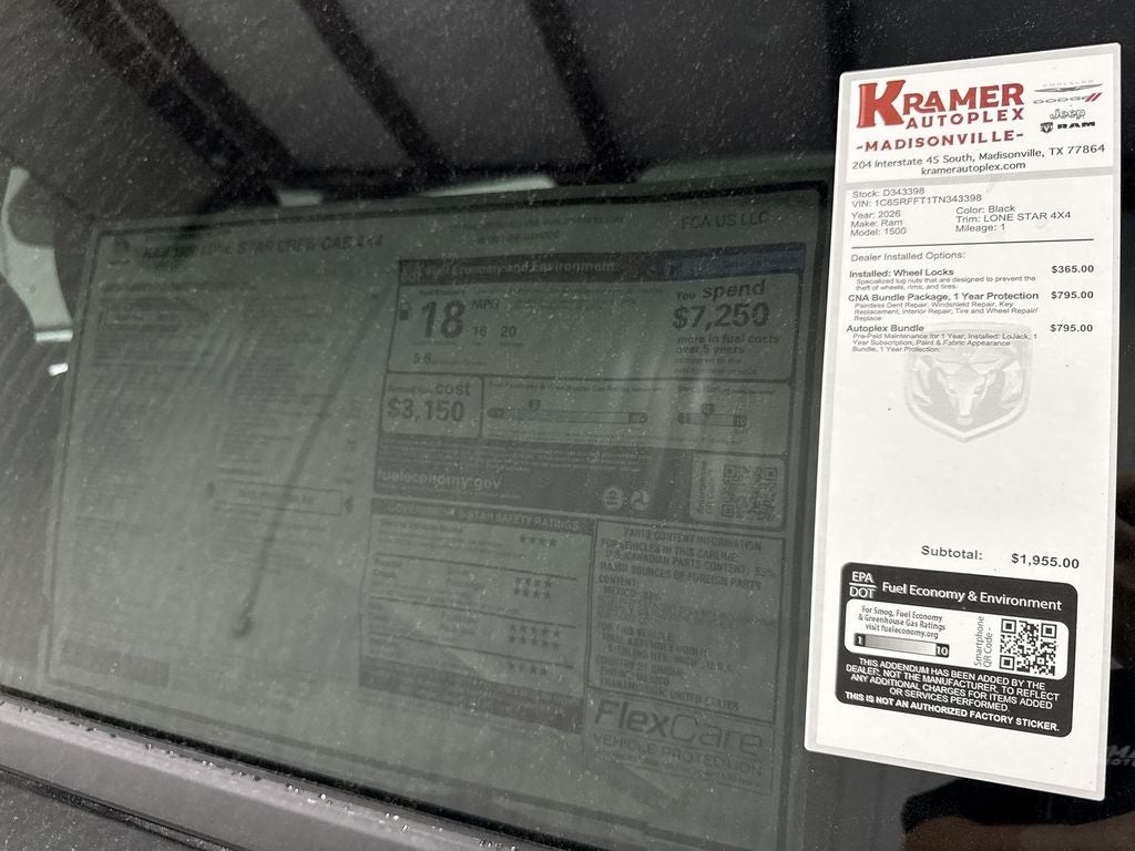 2026 RAM Ram 1500 RAM 1500 LONE STAR CREW CAB 4X4 5'7' BOX