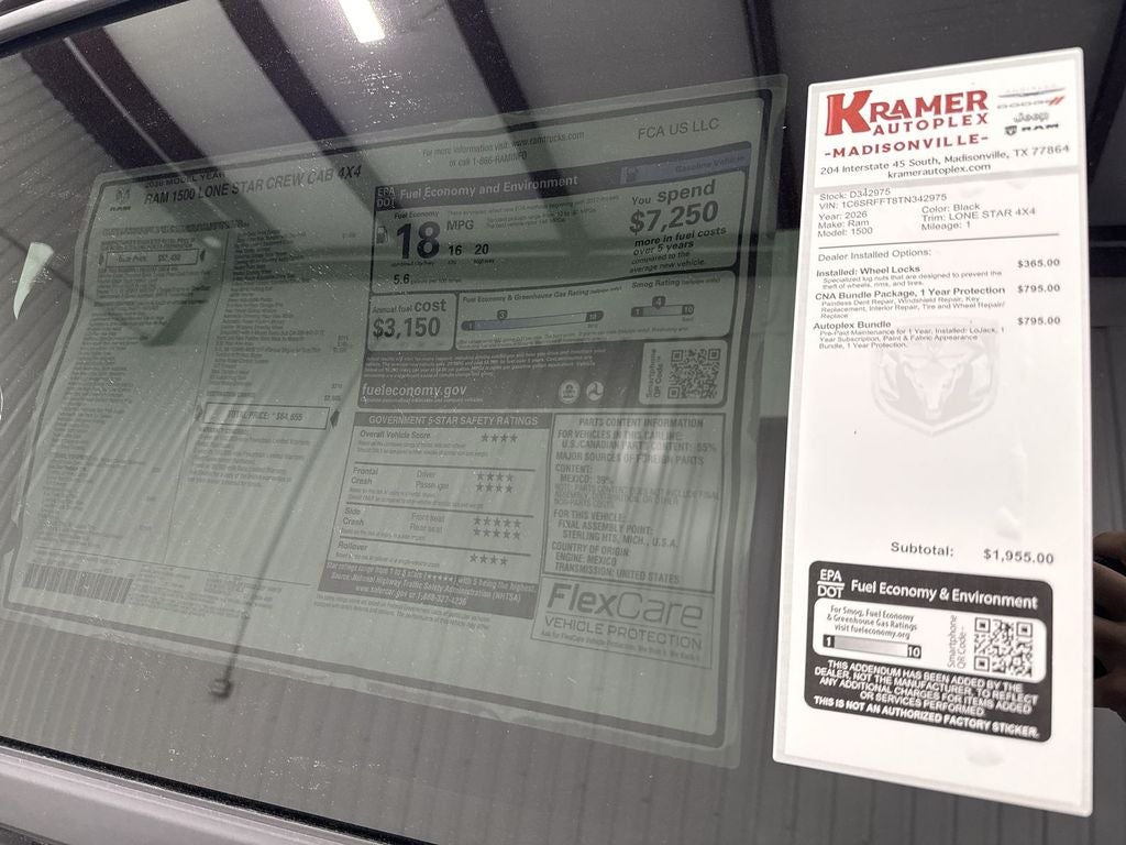 2026 RAM Ram 1500 RAM 1500 LONE STAR CREW CAB 4X4 5'7' BOX