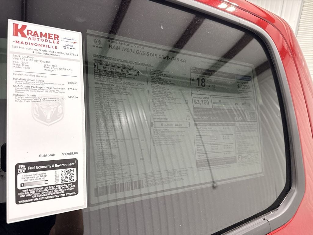 2026 RAM Ram 1500 RAM 1500 LONE STAR CREW CAB 4X4 5'7' BOX