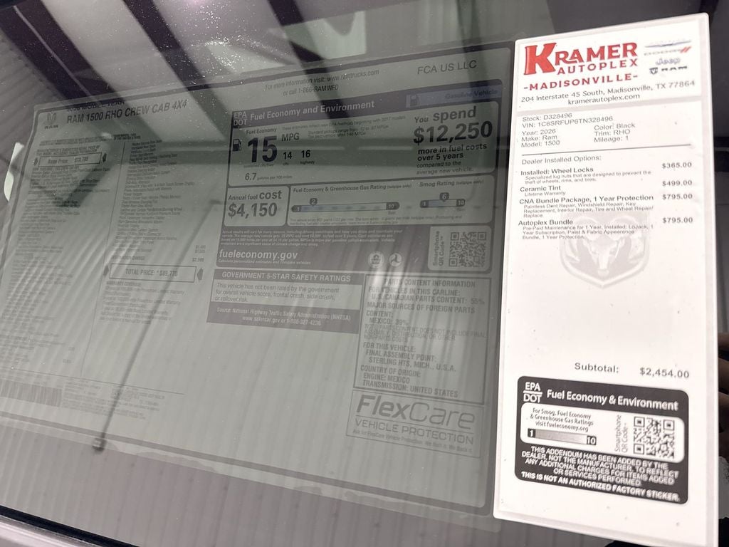 2026 RAM Ram 1500 RAM 1500 RHO CREW CAB 4X4 5'7' BOX