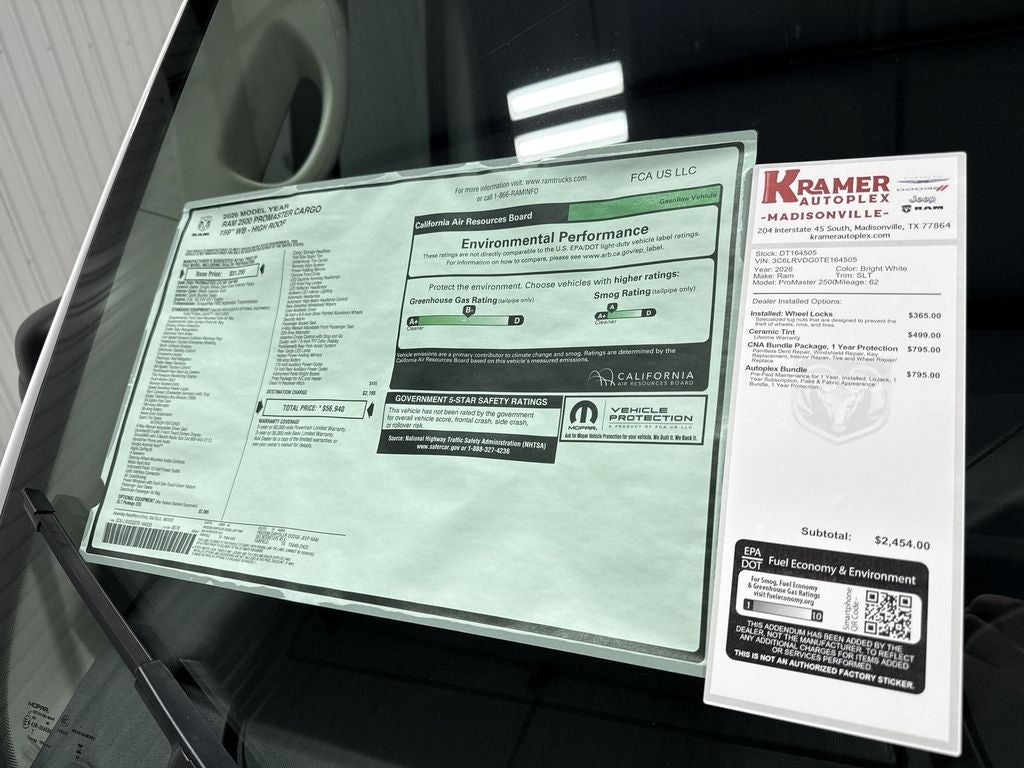 2026 RAM Ram ProMaster RAM PROMASTER 2500 SLT CARGO VAN HIGH ROOF 159' WB