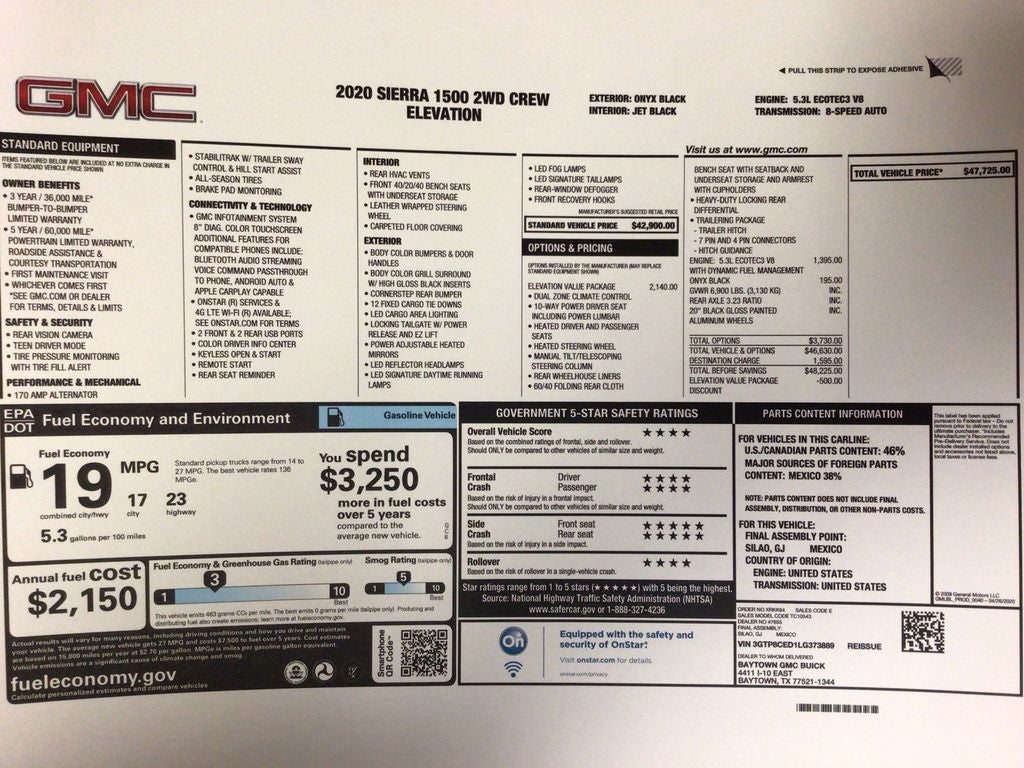 2020 GMC Sierra 1500 2WD Crew Cab Short Box Elevation