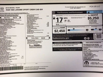 2019 RAM 1500 Laramie Crew Cab 4x4 5'7" Box