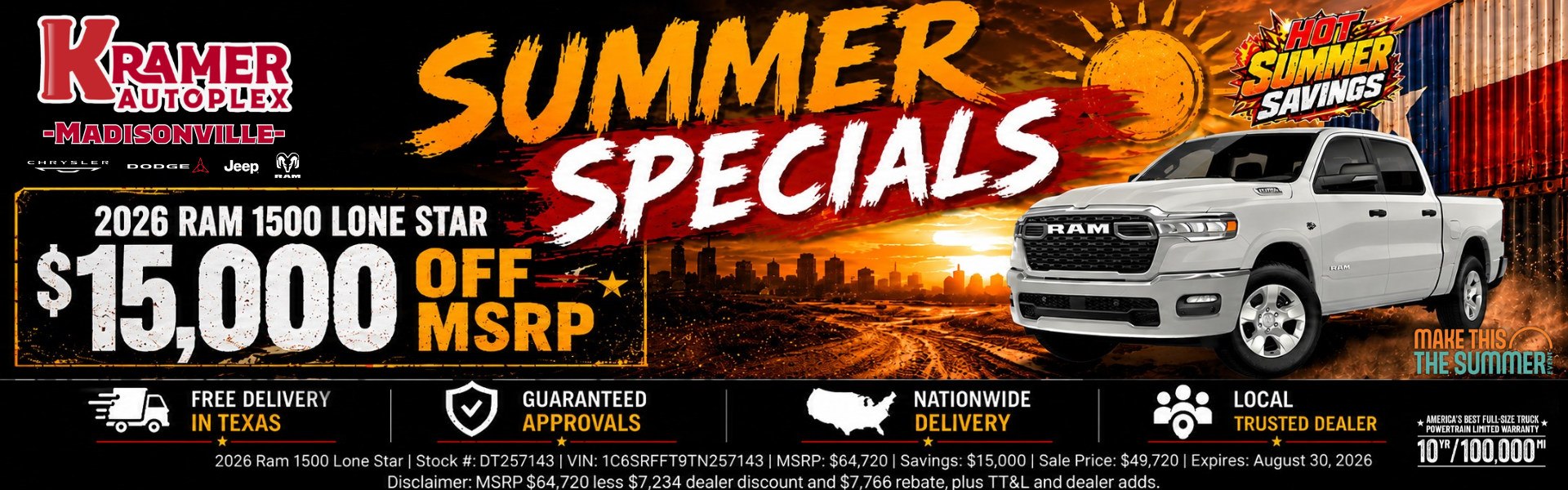 Kramer CDJR Madisonville August Incentives