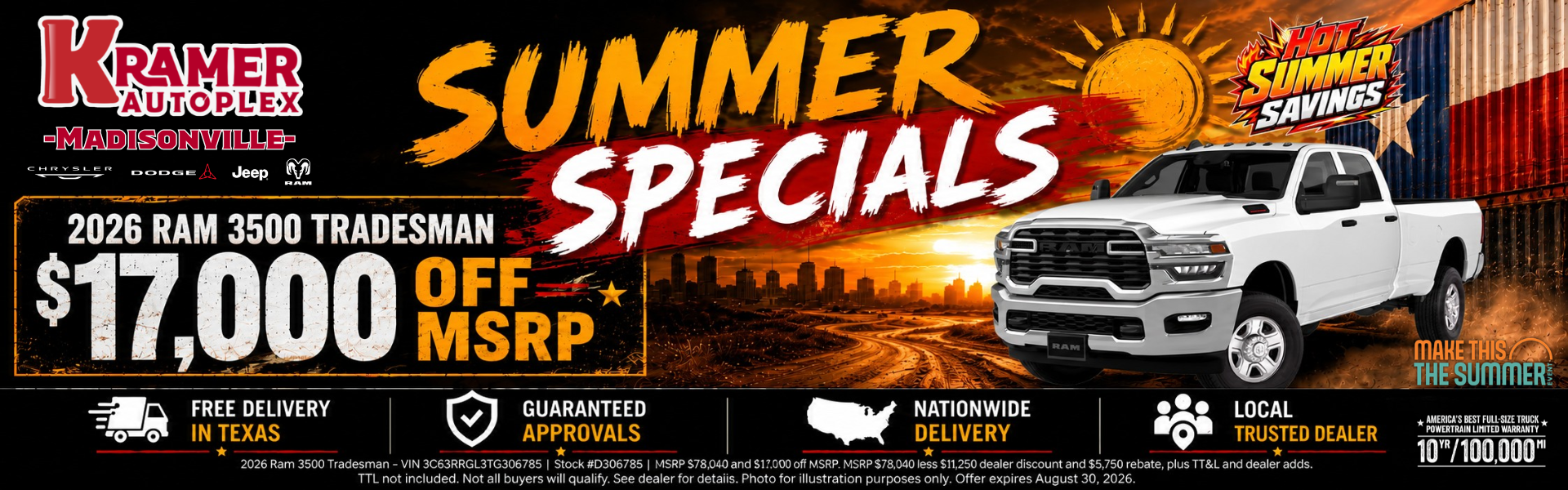 Kramer CDJR Madisonville August Incentives