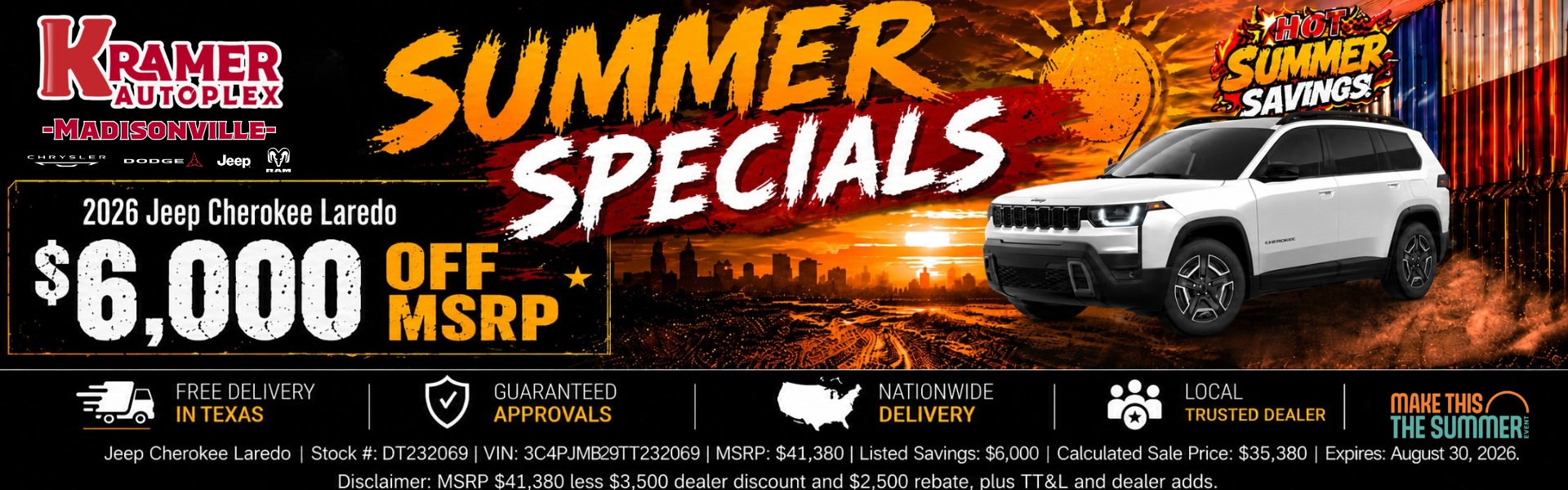 Kramer CDJR Madisonville August Incentives