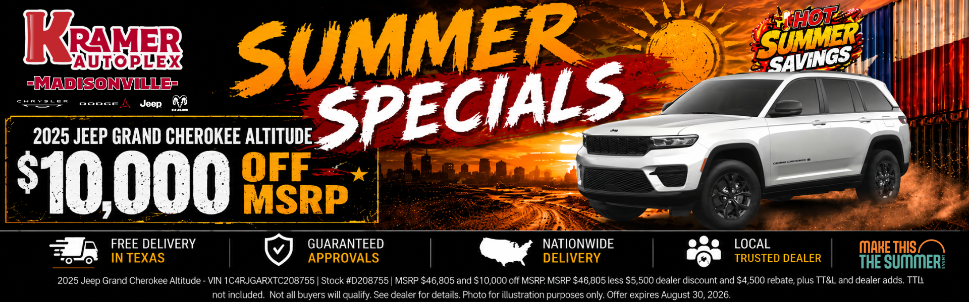 Kramer CDJR Madisonville August Incentives