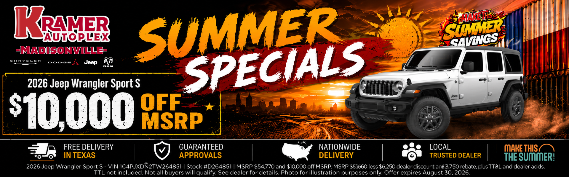 Kramer CDJR Madisonville August Incentives